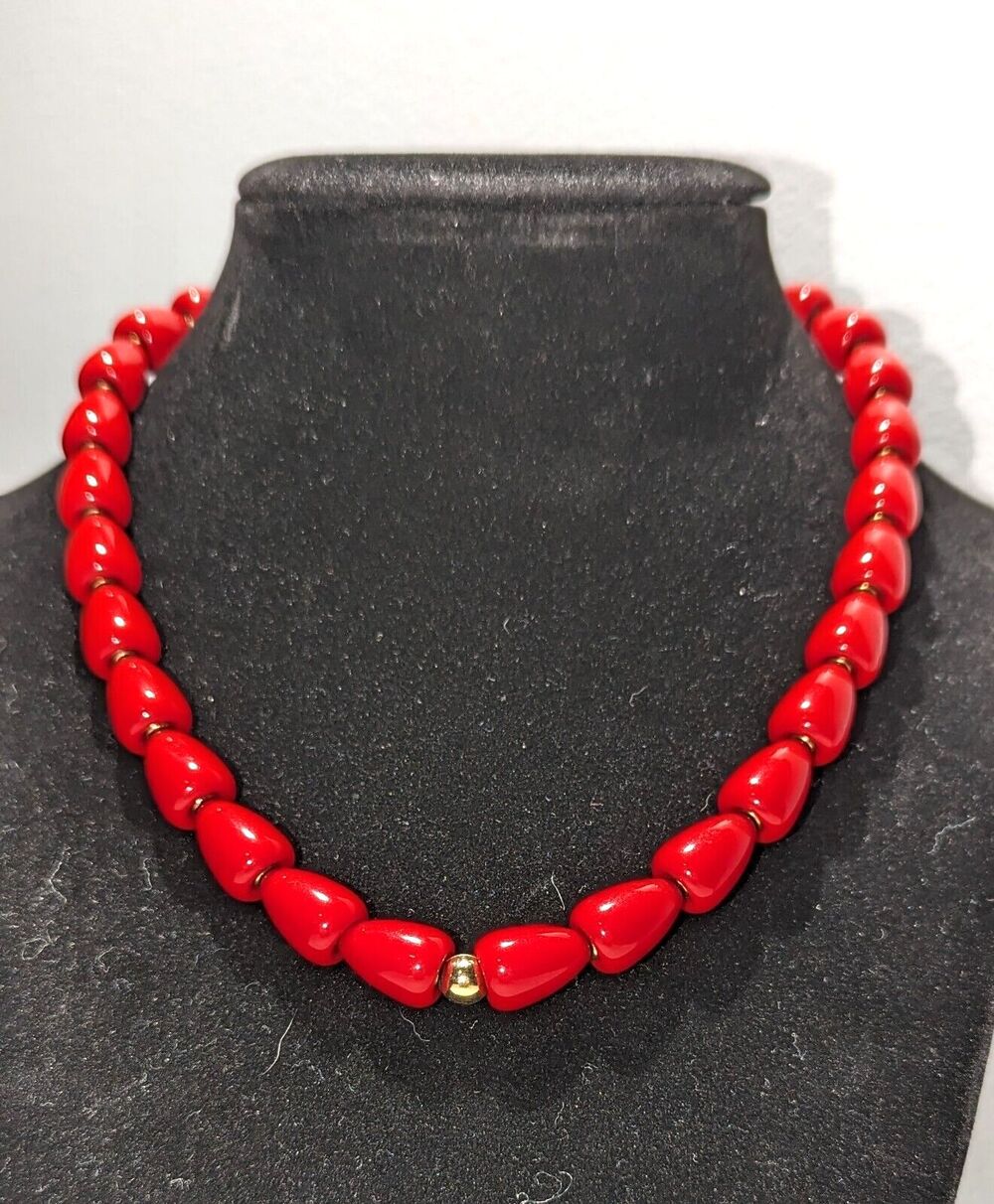 Vintage Napier Red Acrylic Beaded Necklace